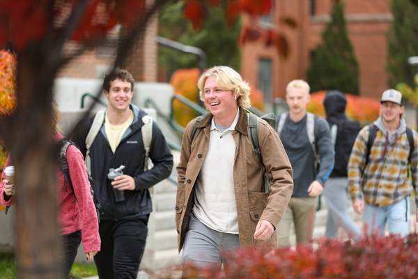 College students walking on campus