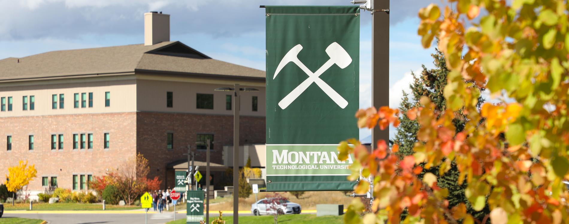 Montana Tech banner with fall leaves in the background. 