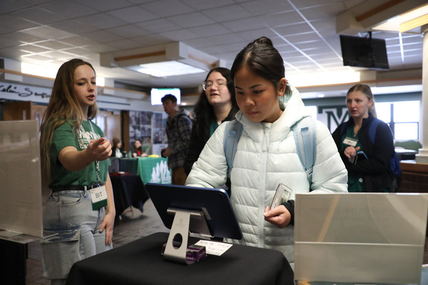 Staff at check-in for Career Fair.