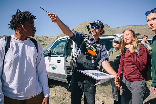 A group of Geological Engineering students hard at work in the field