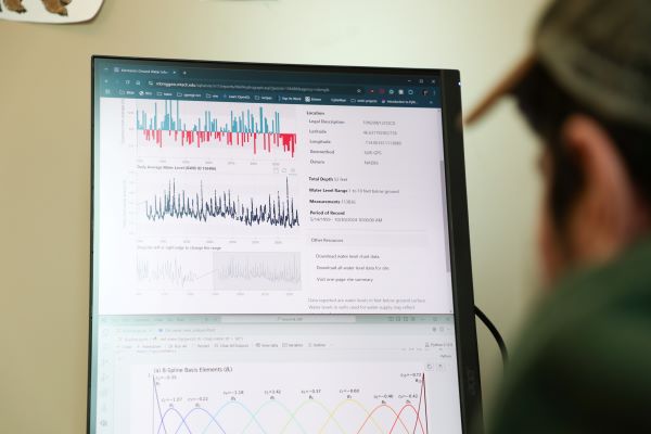 A screen displays groundwater data. 