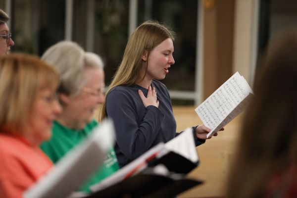 Choir students sing