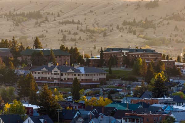 Montana Tech campus and the surrounding community from a drone