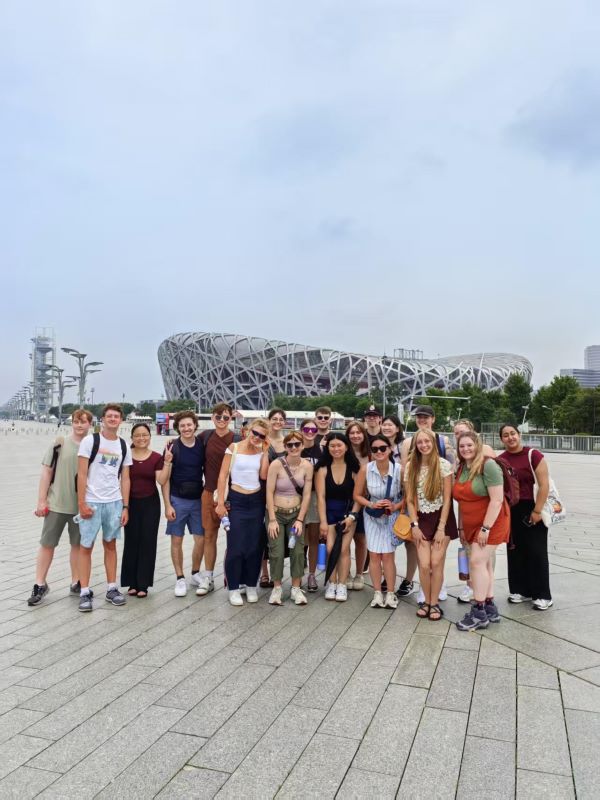 Montana Tech students at The National Stadium, also known as the Bird's Nest.