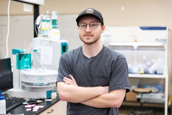 Zach Noctor in the lab