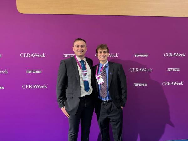 !Evan Guengerich and Andrew Woods at CERA Week.