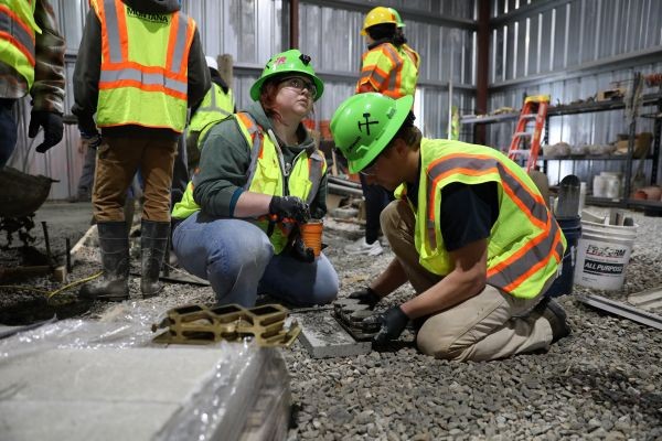 Students conduct concrete tests