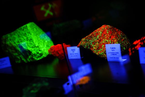 Rocks glow in a dark room