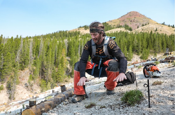 !Dan Kelly works on Sugarloaf Peak